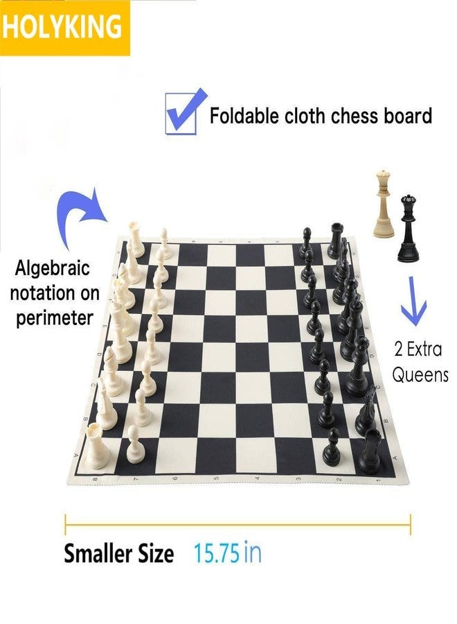 HOLYKING Cloth Chess Set 15.7'' Chess Board Rollup Compact Easy Carry Chessboard, Portable Travel Chess Game Set, Beginner Chess Set for Kids and Adults - Image 2